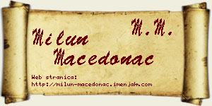 Milun Macedonac vizit kartica